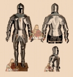 Armours - Medieval Armour - Medieval armor "Dei Corio", composed of hidden high-necked, with opening face T, surrounded by a rectangular bar reinforcement.