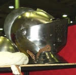 Armours - Medieval helmets - Helmet medieval armor - Medieval helmet with hinged visor, worn by men, usually in combination with a full plate.