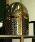 Armours - Medieval helmets - Helmet Templar - Helmet Templar with golden cross in complete protection of the head, used by heavy cavalry.