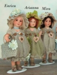 Collectible porcelain dolls - Collectible porcelain dolls, New - Arianna, Enrica, Mira - Collectible dolls porcelain bisque Montedragone, height 34 cm.