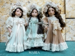 Collectible porcelain dolls - Porcelain dolls Montedragone - Mary Doll Pleated - Dolls porcelain bisque certified Made in Italy. Size: 28 cm.