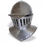 Armours - Medieval Helmets - Helmet Horse Armor XVI - XVII for horse armor used in medieval times, with a front brim and a liftable fan cage dimensions: 30x38x35cm.