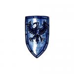 Armature elmi scudi - Scudi medievali - Scudo in uso nel Medioevo, con stemma aquila ad ali spiegate, interamente realizzata in ferro brunito lavorato a mano e figura cesellata e dorata