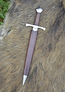 Pugnale (quattordicesimo Secolo), Spade e Armi antiche - Pugnali e Sciabole - Pugnale medievale presenta lama in acciaio a doppio taglio e punta con bordi diritti.