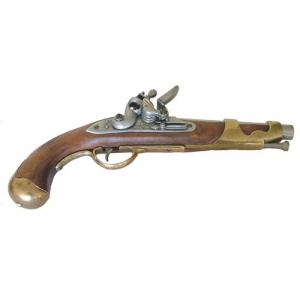 French cavalry pistol AN. IX model, Medieval - Firearms - Flintlock pistols, Old Guns - French cavalry pistol AN. IX model, used since 1801,  made in cast metal and wood. Not fireable, overall lenght 35 cms.