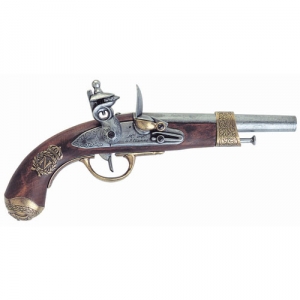French cavalry pistol AN.XIII model, Medieval - Firearms - Flintlock pistols, Old Guns - French cavalry pistol, used since 1807, the pistol proposed is richly ornated with symbols of the Empire, not fireable. Overall lenght 35 cms.