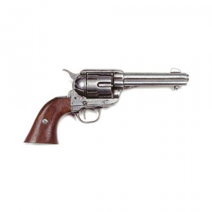 Colt Peacemaker, Medieval - Firearms - Revolvers - Colt Peacemaker, entirely made in cast metal with a nickel finish and a wooden butt, not fireable reproduction, overall lenght 29 cms.