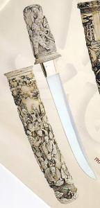 Both Turrero, Medieval - Katana Oriental Weapons - Tanto - Japanese Knife, Tanto Turrero, Japanese knife blade to cut slightly curved, with steel blade and sheath resin in antique ivory and decorated.