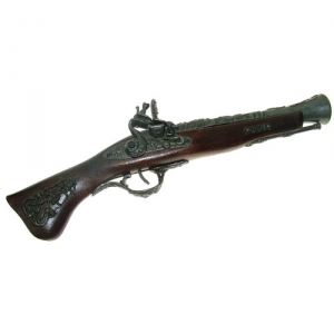 Flintlock pistol cen. XVIII, Medieval - Firearms - Flintlock pistols, Old Guns - Flintlock blunderbuss widespread in southern Italy during the XVIII century, not fireable. overall lenght 38 cms.,