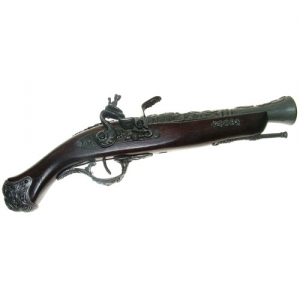 Flintlock pistol cen. XVII, Medieval - Firearms - Flintlock pistols, Old Guns - Flintlock pistol of the XVII century, produced in Brescia in the workshop of the Cominazzi family, not fireable, overall lenght 37 cms.