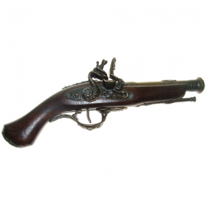 Flintlock pistol cen. XVIII, Medieval - Firearms - Flintlock pistols, Old Guns - Flintlock pistol of the XVIIIth century, Pistols like this one were made by the lombard arquebusier Giacomo Guarneri, provider of weapons for the Neapolitan government, not fireable, overall lenght 31 cms.
