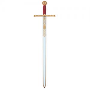 Sword of the Catholic Monarchs, Swords and Ancient Weapons - Collectible swords historical - The sword has a steel blade adorned with engravings in gold and brown the top.