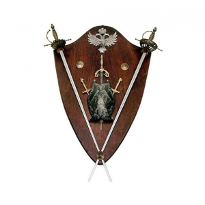 Swords Daggers Wall Panel Decorative, Medieval - Medieval Objects - Armour-Swords Wall Panel Decorative - Swords Daggers Wall Panel Decorative fitted with steel blade and sword hilt in molten brass.