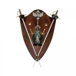 Medieval - Medieval Objects - Armour-Swords Wall Panel Decorative - Swords Daggers Wall Panel Decorative fitted with steel blade and sword hilt in molten brass.