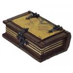 Medioevo - Oggettistica medievale - Oggetti Medievali - Cofanetto a forma di libro realizzato in legno lavorato a mano.