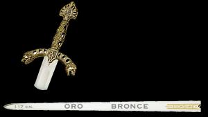 Spada Roldan, Spade e Armi antiche - Spade collezione - Spada con impugnatura Bronzo placata oro. La leggenda vuole che la spada fosse stata donata a Orlando proprio dal sovrano di Francia.