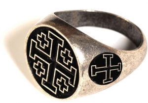 Ring Jerusalem Cross, Jewellery - Templar Medieval - Ring Jerusalem Cross, made of metal with silver bath.