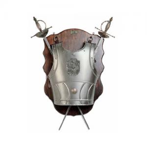 Breastplate Swords Wall Panel, Medieval - Medieval Objects - Armour-Swords Wall Panel Decorative - Breastplate Swords Wall Panel Decorative, fitted with metal eyelet for hanging on the wall.