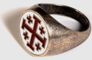 Ring Jerusalem Cross, Jewellery - Templar Medieval - Jerusalem cross ring enamelled, made of metal with silver bath.