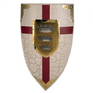 Scudo Artu, Armature elmi scudi - Scudi medievali - Scudo triangolare ornamentale in metallo raffigurante lo stemma del leggendario Artu di Britannia.