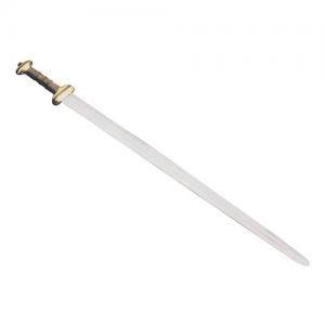 Sword of the Germanic warriors, Swords and Ancient Weapons - Medieval Swords - Sword Germanica. Steel blade with central fuller, lobed pommel and hilt small brass-plated metal and wood handle.