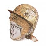 Antica Roma - Elmi romani - Elmo romano realizzato interamente in metallo ottonato lavorato a mano, stagno stagno fuso e sbalzato la maschera.
