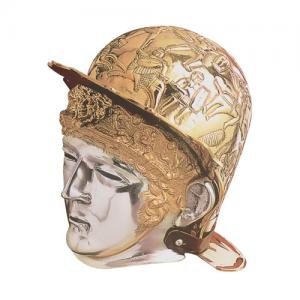 Weiler helmet with face, I AD, Ancient Rome - Roman Helmets - Roman helmet made entirely of brass-plated metal, handmade, embossed tin melted and the mask.