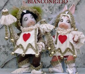 White Rabbit, Porcelain Fairy Dolls - Porcelain Fairies Elves - Doll Gnome: White Rabbit bisque porcelain personage,  Height: 30 cm, handmade doll, The price refers to a single doll,