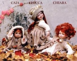 Bambole Caia Chicca Chiara, Bambole porcellana da collezione - Bambole porcellana Montedragone - Bambole artigianali in porcellana di bisquit, altezza: 28 cm.