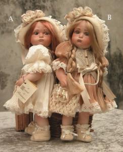 Bambole Clelia, Bambole porcellana da collezione - Bambole porcellana Montedragone - Bambole in porcellana di Biscuit. Altezza 26 cm.