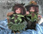 Porcelain Fairy Dolls - Porcelain Fairies Elves - Dolls Elves: Castagnotte, bisque porcelain personage,  Height: 16 cm, handmade doll, The price refers to a single doll,