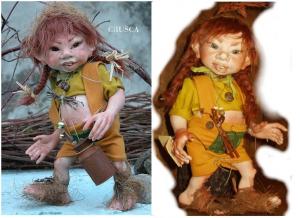 Bran, Doll elf, Porcelain Fairy Dolls - Porcelain Fairies Elves - Doll elf: Bran, bisque porcelain personage. Height: 32cm, handmade doll,