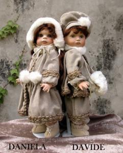 Dolls: David and Daniel, Collectible Porcelain Dolls - Porcelain Dolls - Bisque Porcelain Dolls - Biscuit porcelain dolls. Made in Italy. Height 35 cm.