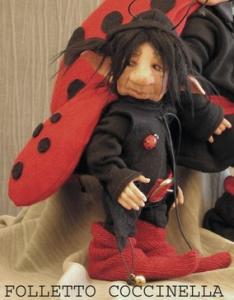 Elf Doll: Ladybug, Porcelain Fairy Dolls - Porcelain Fairies Elves - Elf Doll: Ladybug , bisque porcelain personage,  Height: 22 cm, handmade doll,