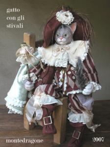 Gatto Con Gli Stivali -marionetta, Bambole porcellana da collezione - Marionette in porcellana - Marionetta in porcellana di bisquit Altezza 54 cm.