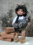 Porcelain Fairy Dolls - Porcelain Fairies Elves - Doll elf: Gluck with Puppy, bisque porcelain personage. Height: 30cm,