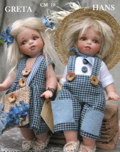 Bambole Greta e Hans in porcellana, Bambole porcellana da collezione - Bambole porcellana Montedragone - Collezione Fiabe, bambole in porcellana di bisquit, altezza 18cm