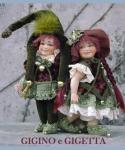 Porcelain Fairy Dolls - Porcelain Fairies Elves - Doll elf: Gigino and Gigetta, bisque porcelain personage, Height: 22cm, handmade doll. The price refers to a single doll.