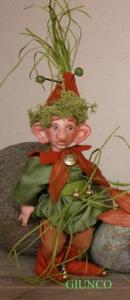Elfo bambola: Giunco, Fate Folletti di Porcellana - Folletti elfi in porcellana - Elfo bambola, personaggio in porcellana di bisquit. Altezza: 23/27 cm,