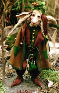 Glosh personaggio in porcellana, Fate Folletti di Porcellana - Folletti elfi in porcellana - Gnomo artigianale in porcellana di biscuit, altezza 52 cm,