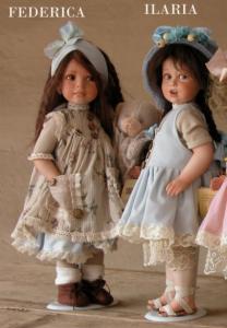 Dolls Ilaria and Federica, Collectible Porcelain Dolls - Porcelain Dolls - Bisque Porcelain Dolls - Biscuit porcelain dolls. Size 38 cm. Dolls Ilaria and Federica
