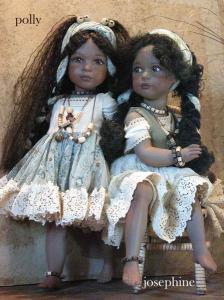 Dolls Polly and Josephine, Collectible Porcelain Dolls - Porcelain Dolls - Bisque Porcelain Dolls - Porcelain dolls of bisque, height: 38 cm.