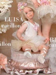 Luisa ballerina con carillon, Bambole porcellana da collezione - Bambole in porcellana, Novità - Bambola artigianale in porcellana, denominata Luisa ballerina con carillon, collezione Montedragone.
