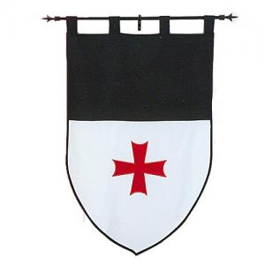 Stendardo Templare Doppia Faccia, Medioevo - Abbigliamento medievale - Croce templare su entrambi i lati