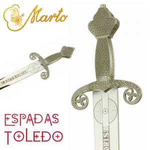 Spada  El Santo, Spade e Armi antiche - Spade collezione - Spade Collezione Toledo, Lama in acciaio Toledo a doppio filo e punta, decorata con incisioni nella parte alta.