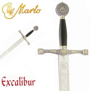 Excalibur Sword Gold and Silver, Swords and Ancient Weapons - Legendary Swords - Sword decorated with steel blade until the first third, the cast metal hilt with decorative gold-plated details.