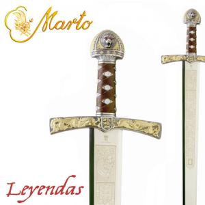 Sword Richard the Lionheart, Swords and Ancient Weapons - Collectible swords historical - Quenched gold and bronze sword Riccardo steel blade engraved in gold for nearly half of its length.