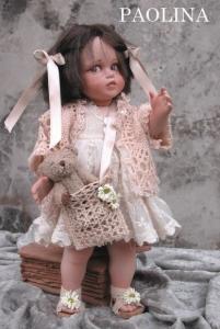 Doll Pauline With Bear, Collectible Porcelain Dolls - Porcelain Dolls - Bisque Porcelain Dolls - Biscuit porcelain doll