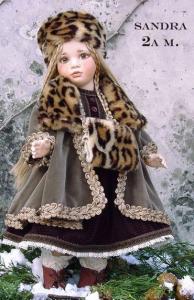 Porcelain Doll, Sandra, Collectible Porcelain Dolls - Porcelain Dolls - Bisque Porcelain Dolls - Porcelain dolls, Sandra, height 16.5 in, the body is movable. It is possible to change the position of the doll,