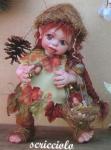 Porcelain Fairy Dolls - Porcelain Fairies Elves - Doll elf: Wren with puppy, bisque porcelain personage, Height: 32cm, handmade doll,